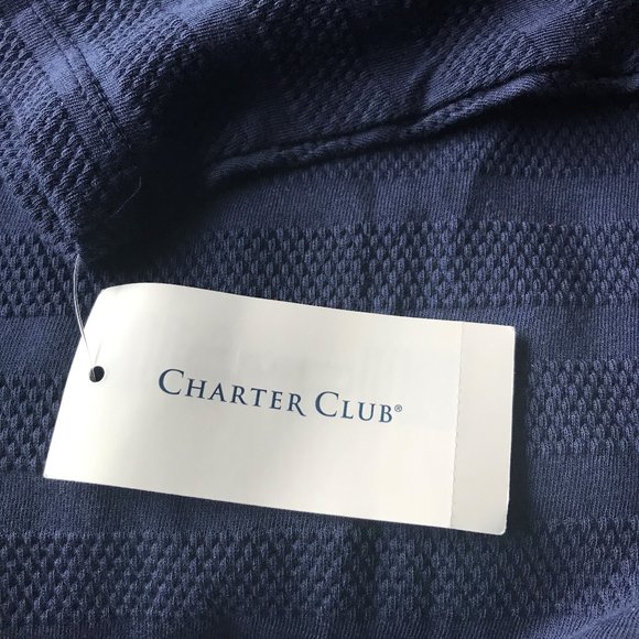 Charter Club Women's Intrepid Blue Textured Blouse - Picture 4 of 5